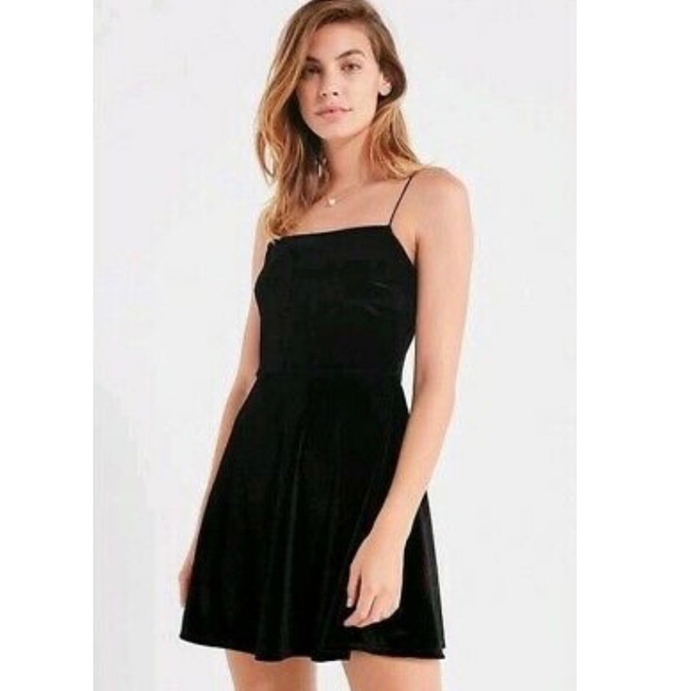 Urban Outfitters Black Velvet Skater Dress